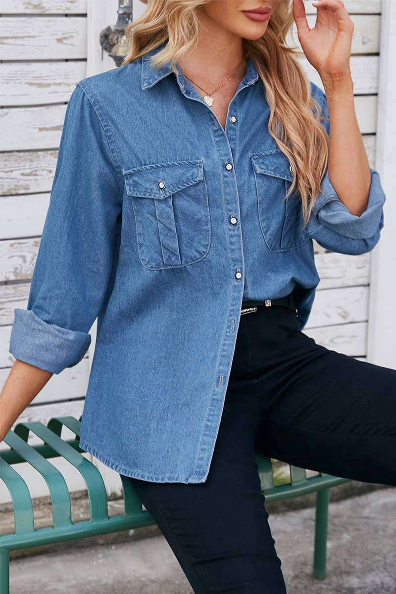 EcoFriendlyTexture 2024 SPRING NEW DENIM SHIRT TOPS_CWTSTL1063