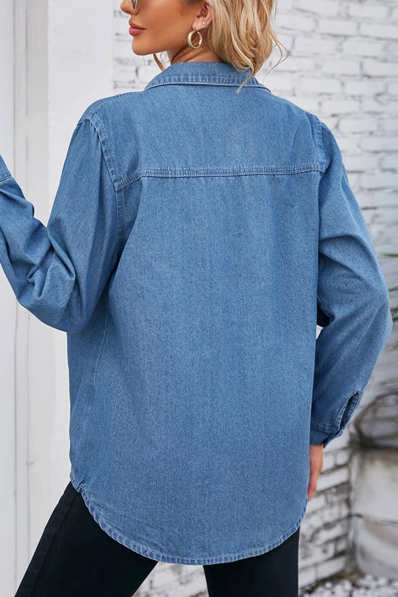 2024 SPRING NEW DENIM SHIRT TOPS_CWTSTL1063 Wear Resistant Edge Eco Friendly Blend