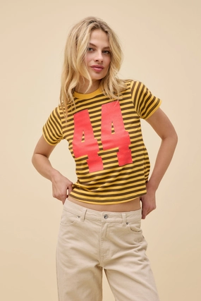 Eco Friendly Material Antimicrobial Finish 44 STRIPED VINTAGE TEE