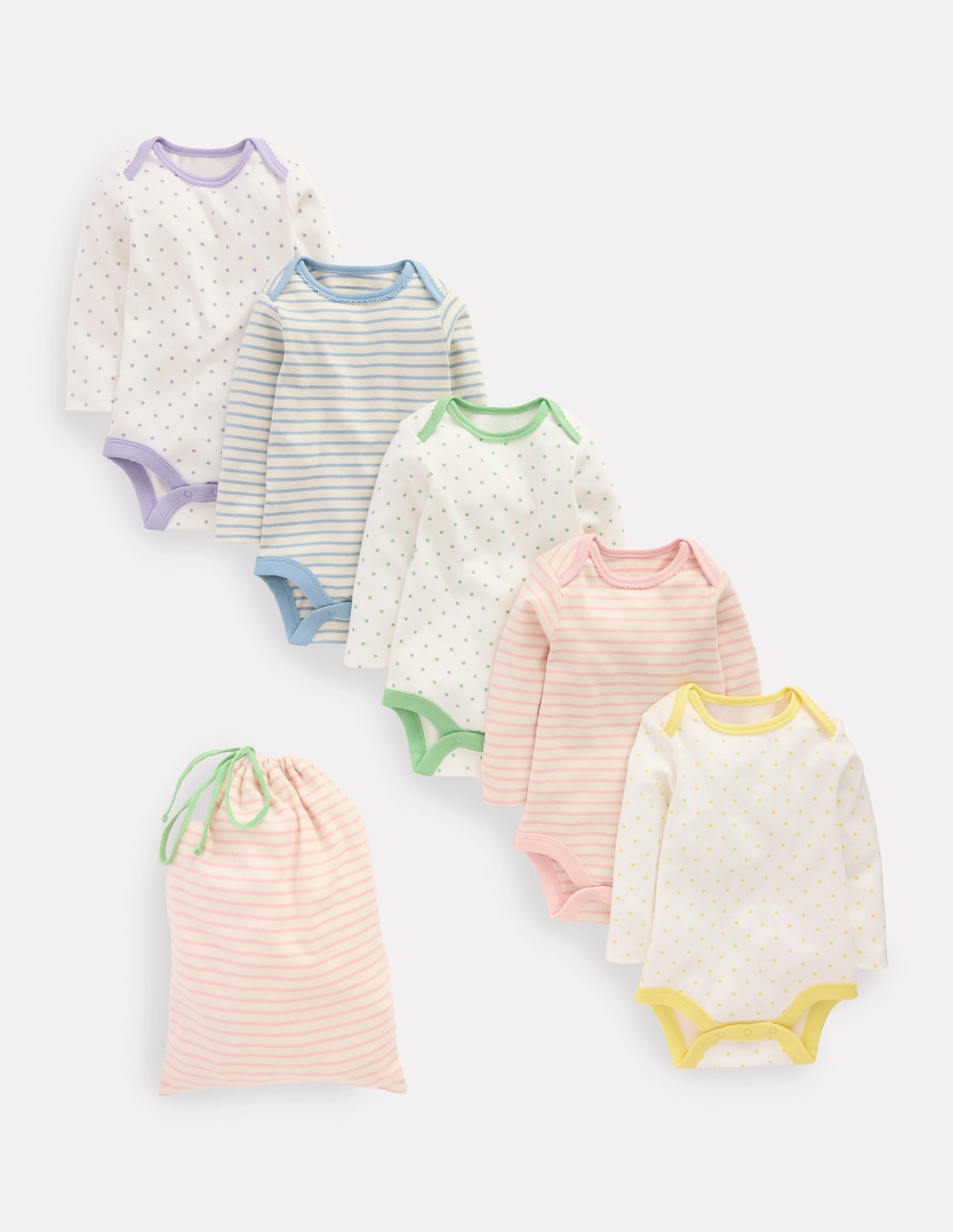 5-pack Bodies-Multi Ivory Spot/Stripe LowProfileSeams