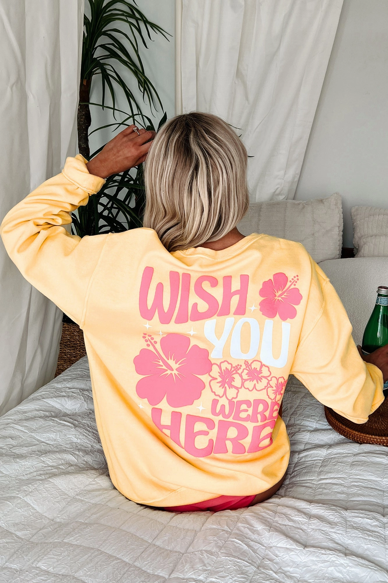 Odor Resistant Technology "Wish You Were Here" Graphic Sweatshirt (Lemon Meringue)