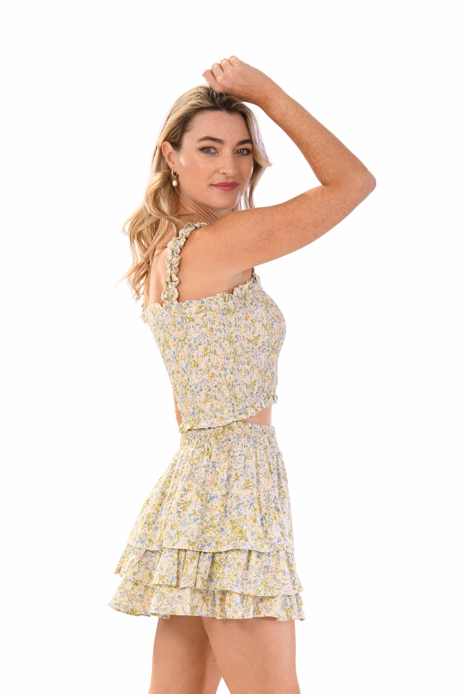 Lexi Set Skirt / Yellow Mini Flower Reinforced Hems Seamless Design