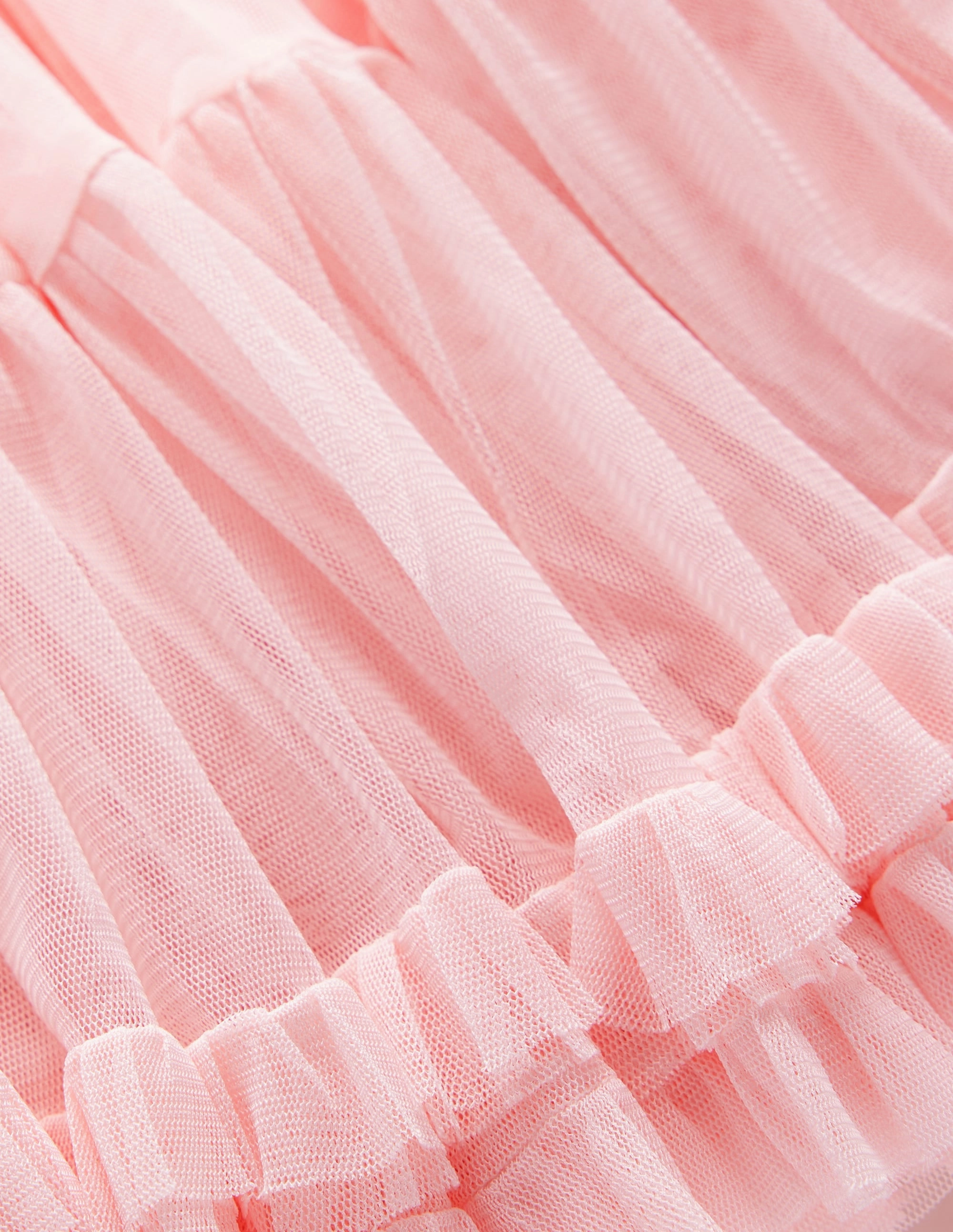 Street Style Flexible Knit Tulle Ruffle Skirt-Pink