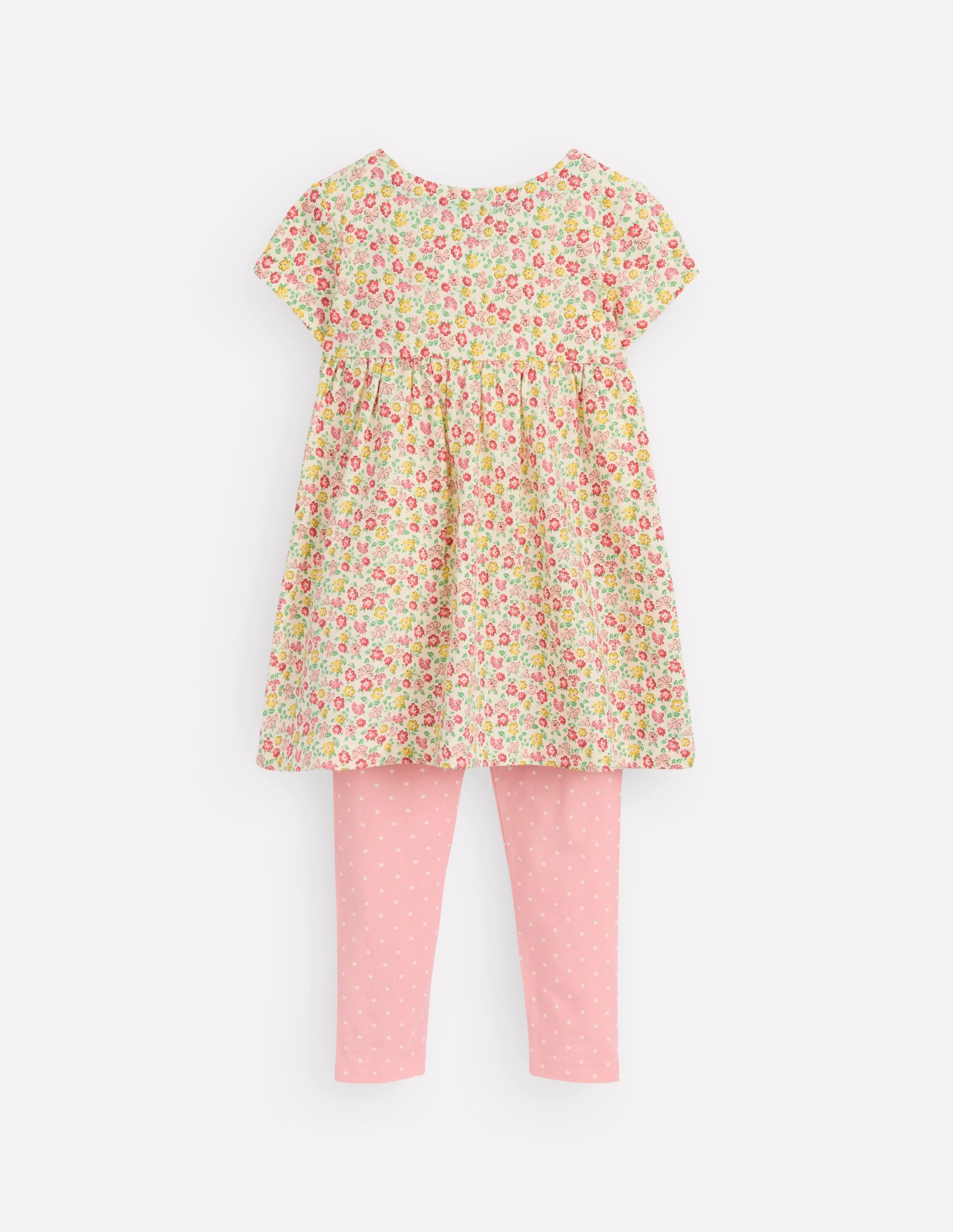 SlimFitAdaptation Quick Release Fasteners Short-sleeved print tunic set-Multi Summer Flowerbed