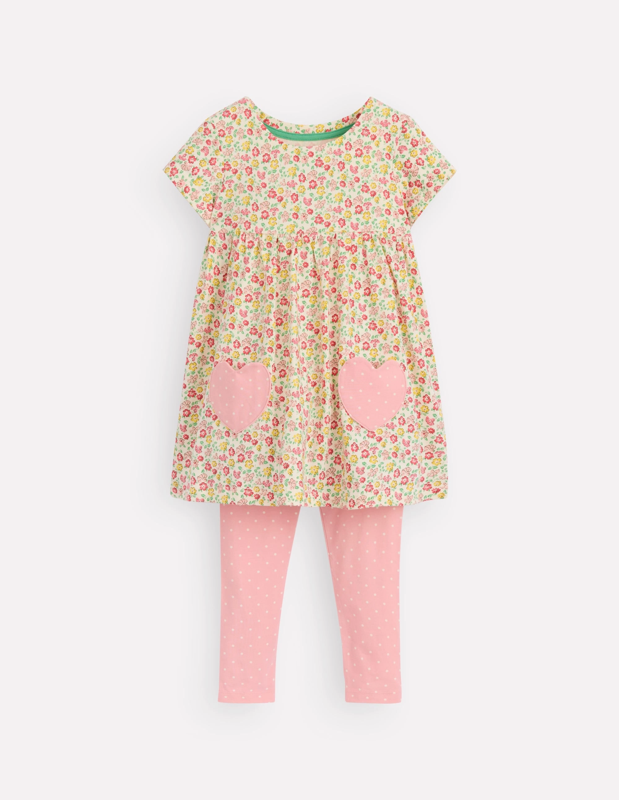 Short-sleeved print tunic set-Multi Summer Flowerbed Durable Reinforced Shoulders