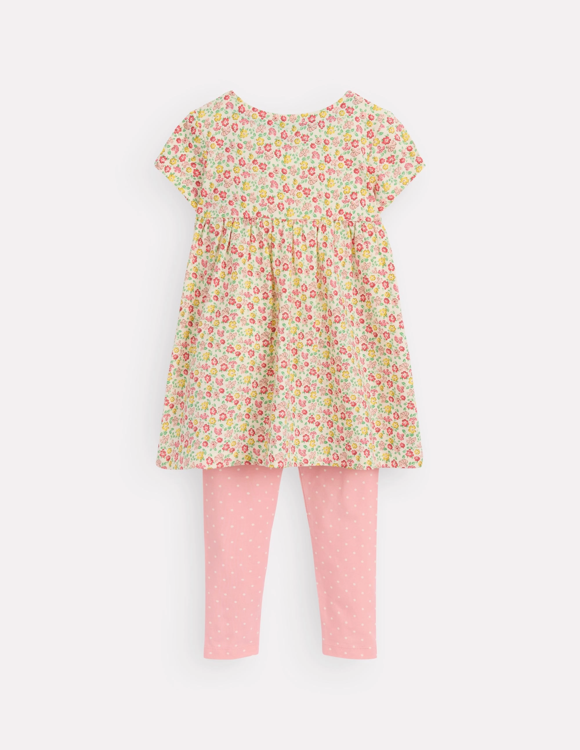 UV protection layer Short-sleeved print tunic set-Multi Summer Flowerbed