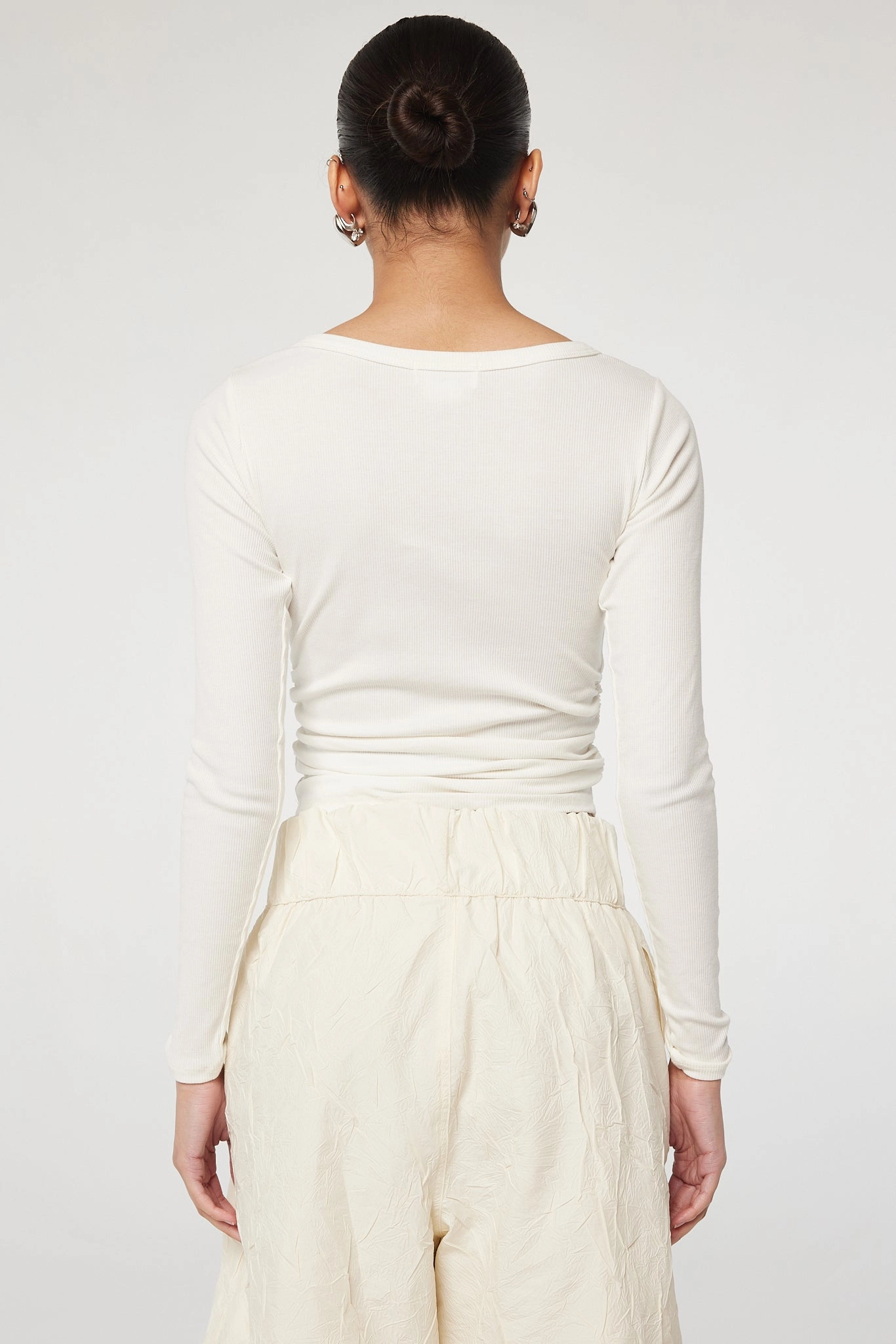 Layered Hem Reinforcement BECKS LONG SLEEVE TOP