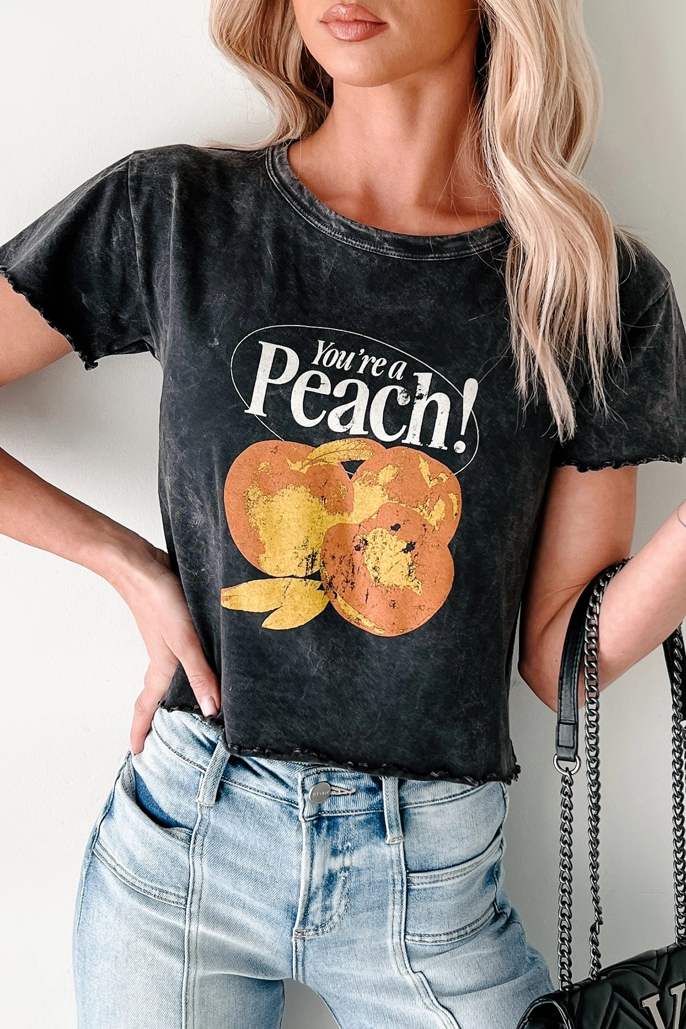 "You're A Peach" Graphic T-Shirt (Charcoal) Vintage Hoodie