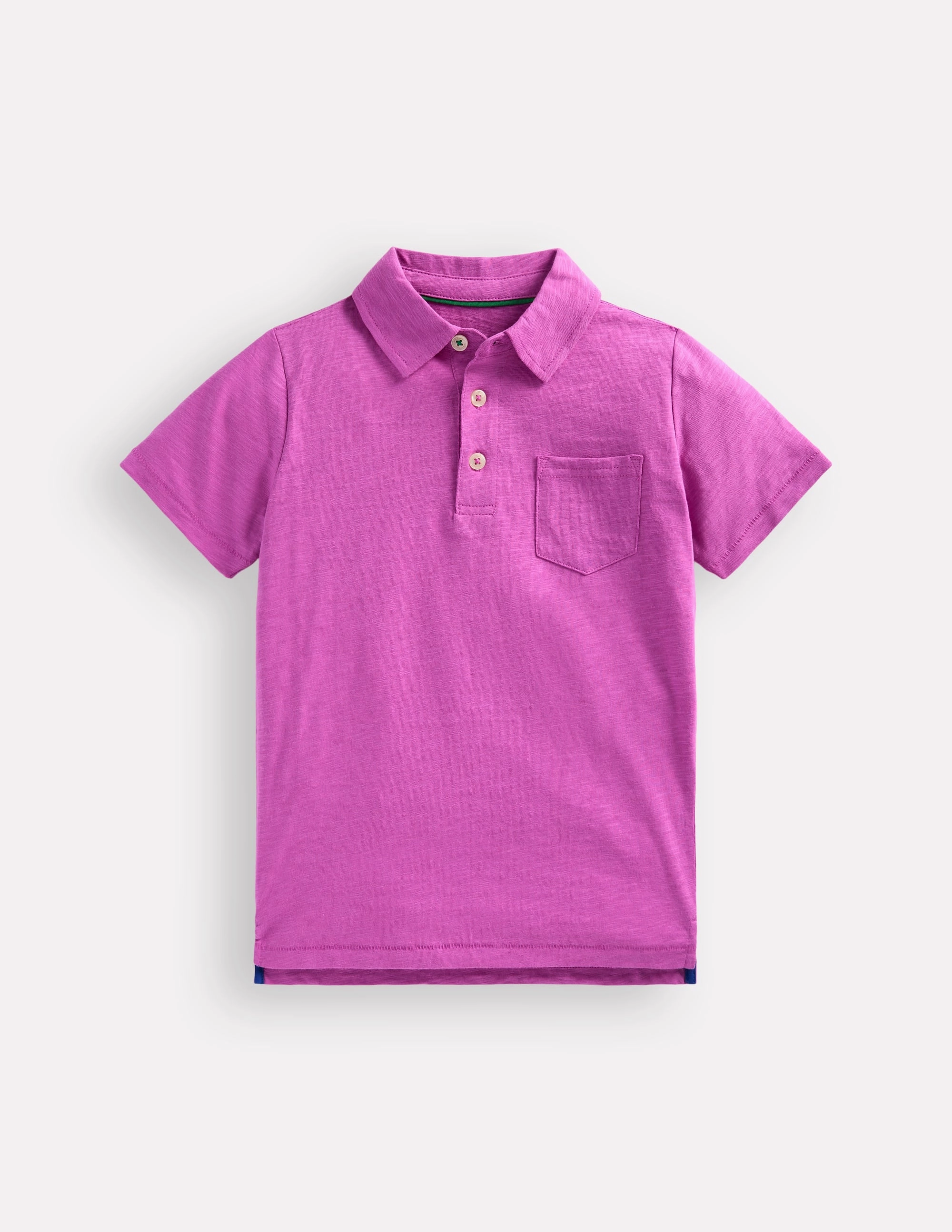 Soft Touch Weighted Hem Trim Slub Polo Shirt-Foxglove Purple