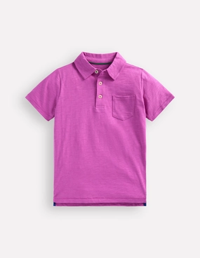 Soft Touch Weighted Hem Trim Slub Polo Shirt-Foxglove Purple