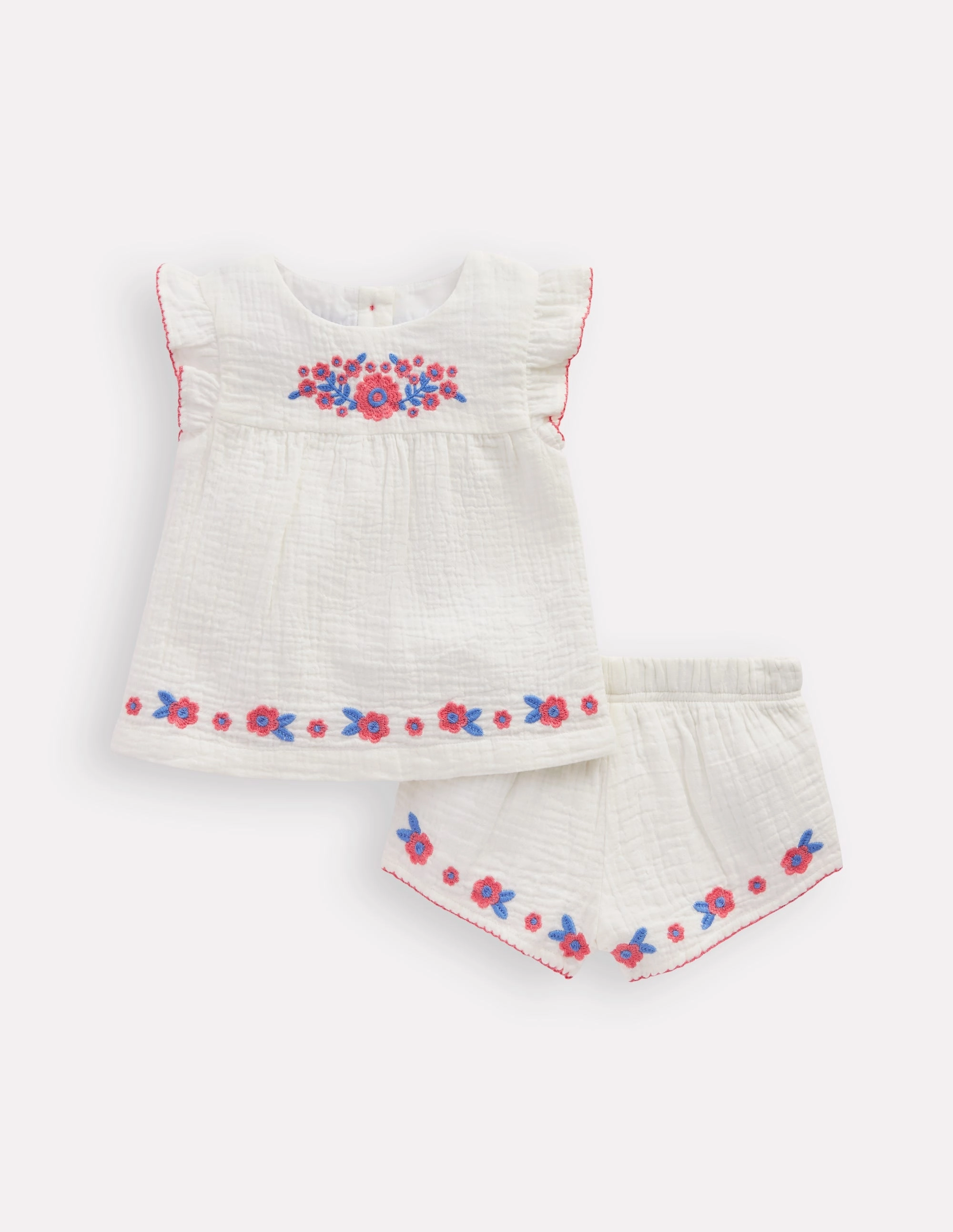 Vivid Men Yoga Family Embroidered Woven Play Set-White Embroidered