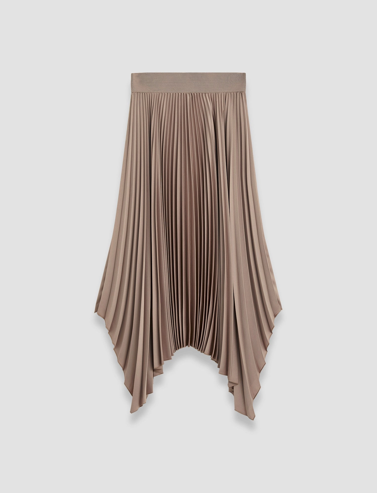 Polished Cut Diagonal Slit Ade Knit Weave Pliss Skirt