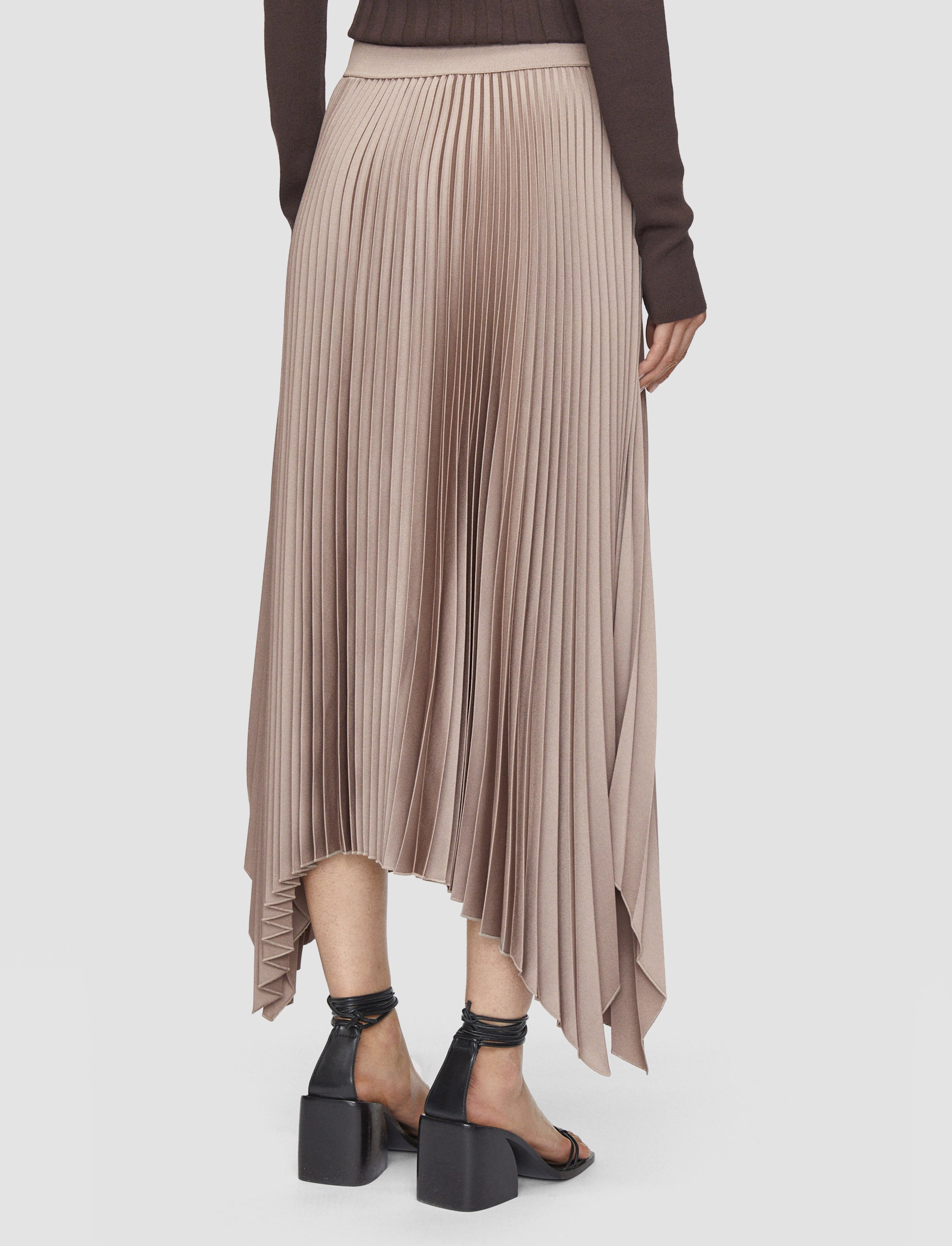 flared silhouette Low Rise Ade Knit Weave Pliss Skirt