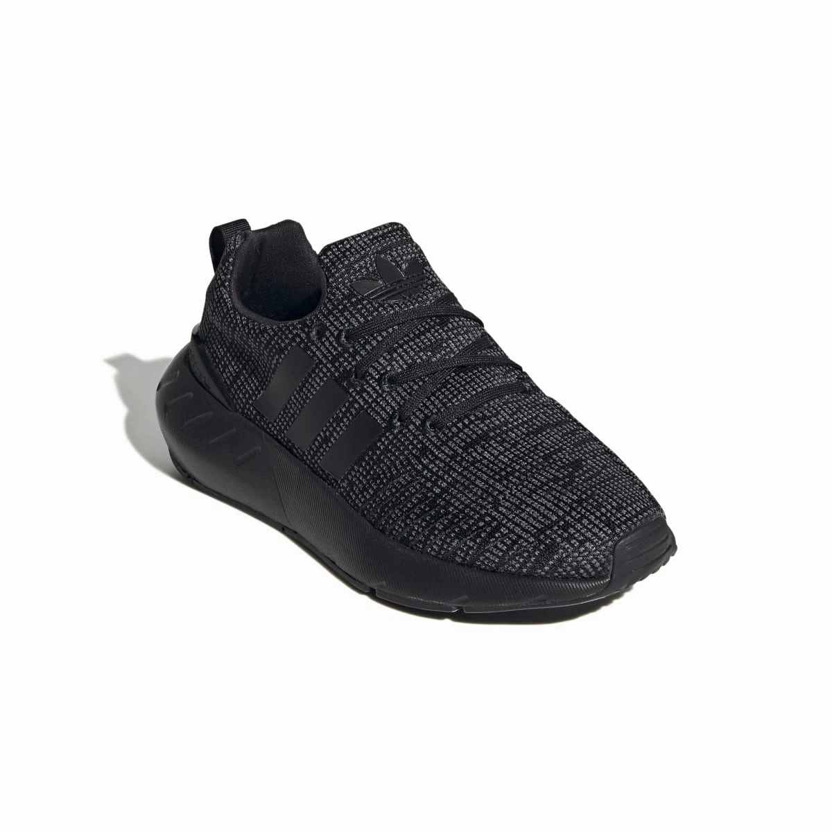 Cushioned Base Health Focused ADIDAS GW8166 SWIFT RUN 22 JR'S (Medium) Black/Grey/White Mesh/Knit Running Shoes