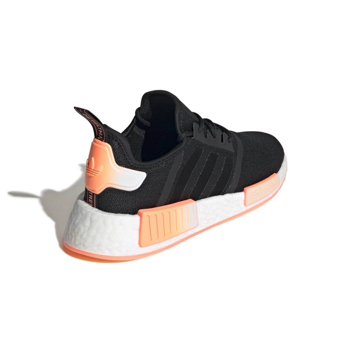 Italian Glam ADIDAS GW9463 NMD_R1 WMN`S (Medium) Black/Orange/White Stretch Fabric Running Shoes