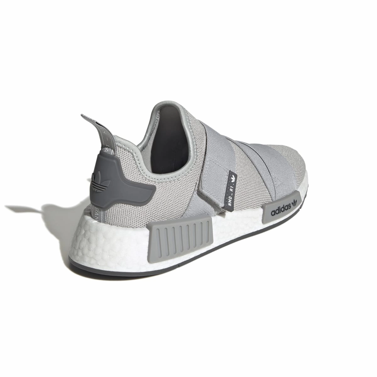 ADIDAS GW9470 NMD_R1 STRAP WMN'S (Medium)  Gray/White/Gray Stretch Knit Running Shoes Stage Glow Mix Hue