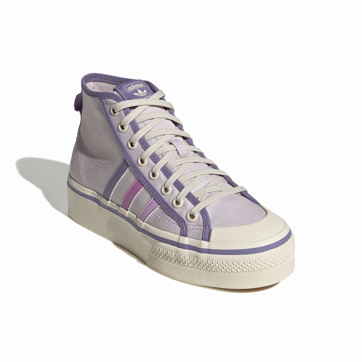 ADIDAS GX4608 NIZZA PLATFORM MID WMN'S (Medium) Pink/Lilac/White Textile Lifestyle Shoes Neutral Alignment Design Training