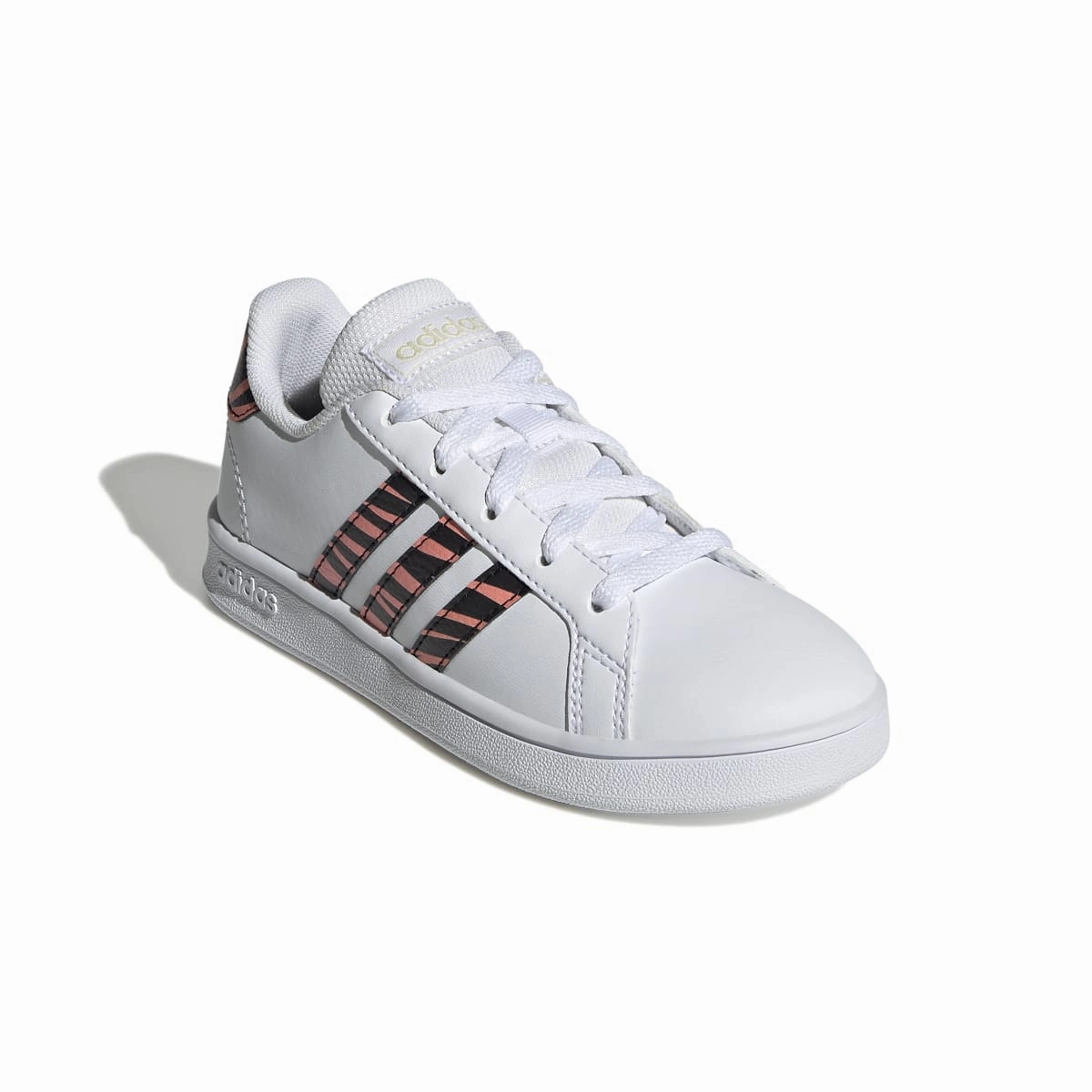 ADIDAS GZ1067 GRAND COURT K JR'S (Medium) White/Black/Red Synthetic Leather Lifestyle Shoes Quiet Step Velvet Soft