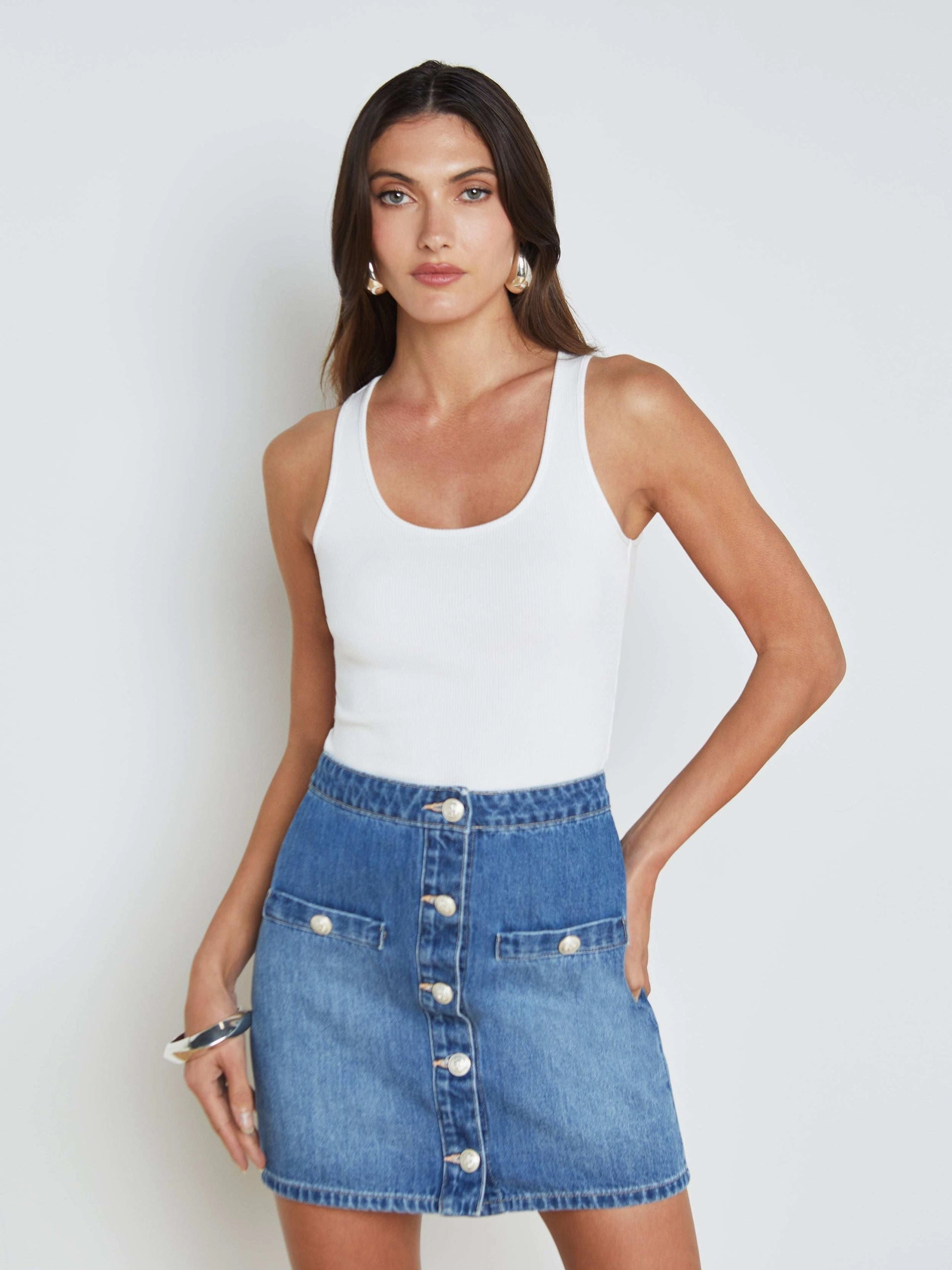 Adira Scoop Neck Tank White SleevelessOption
