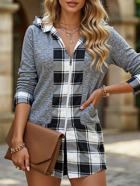 Casual hooded long-sleeved loose zipper cardigan Sporty Design UltraFineMesh