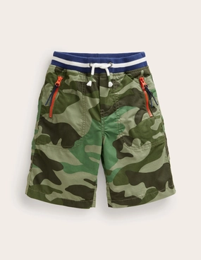 Adventure Shorts-Tonal Green Camo Chill Comfort Fit Heat Ready