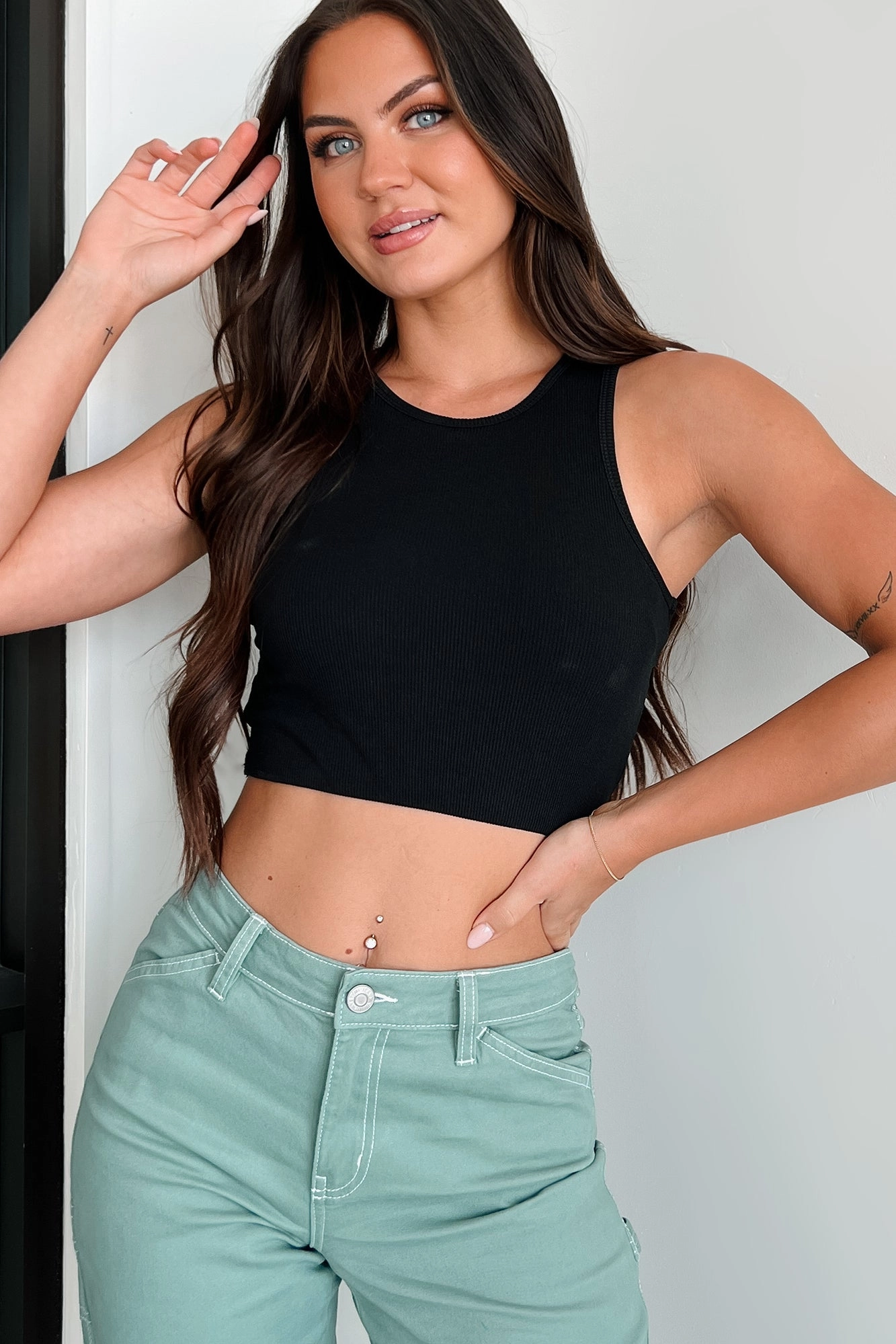 Wind Resistant Fabric Aftershock Ribbed Brami Top (Black)