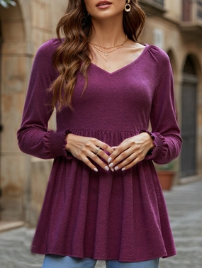 Casual Blouse WOMEN SOLID TUNIC SHIRT