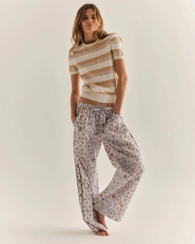 Multi Pocket Functional Design Stylish T-shirt Alexei Top Sand Stripe