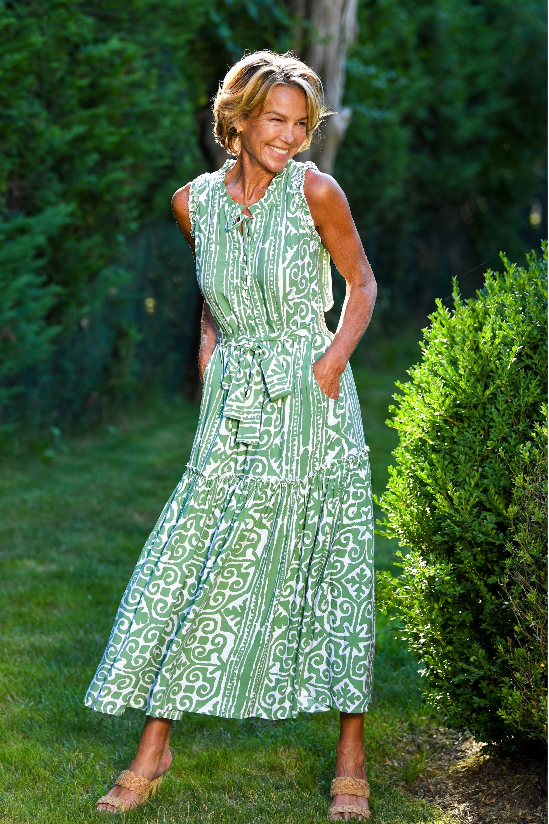 Alexis Dress / Green Aztec Cool Layers