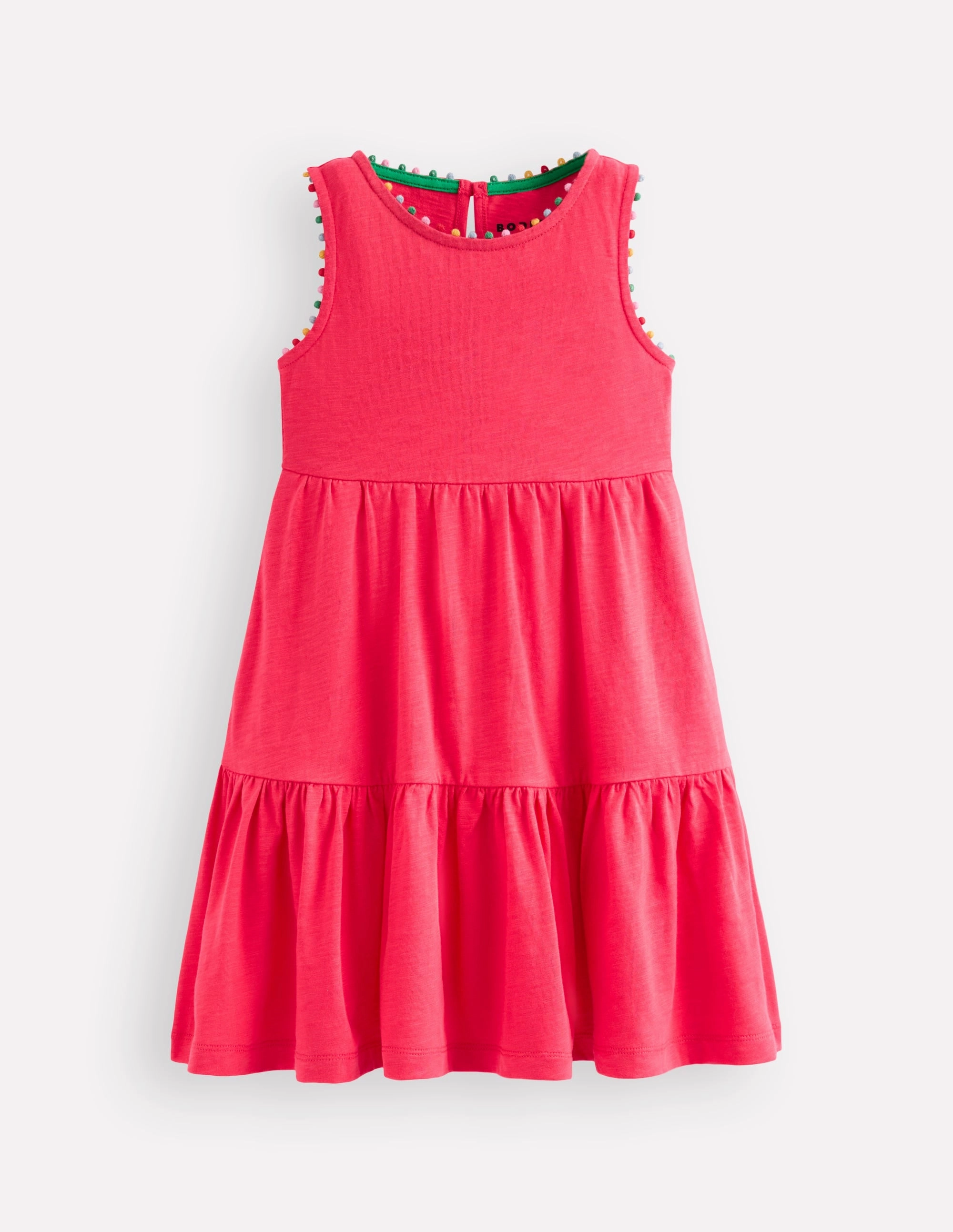 Ali Pom Trim Jersey Dress-Fandango Pink Whimsical Mood