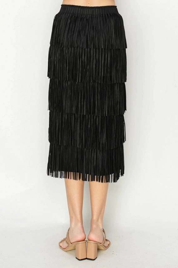 Jayleen Fringe Skirt in Black Fashion Mood