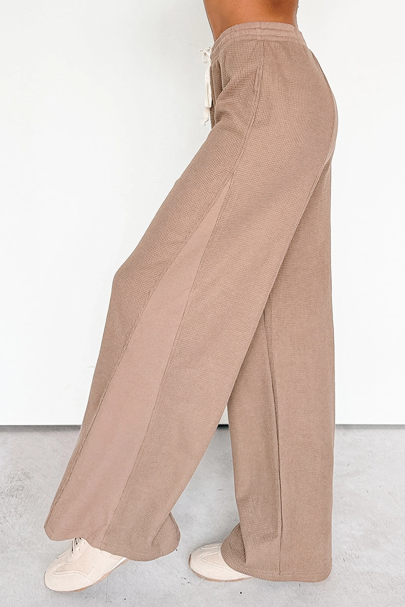OrganicCotton In The Daylight Contrast Tie Waffle Knit Pants (Mocha)