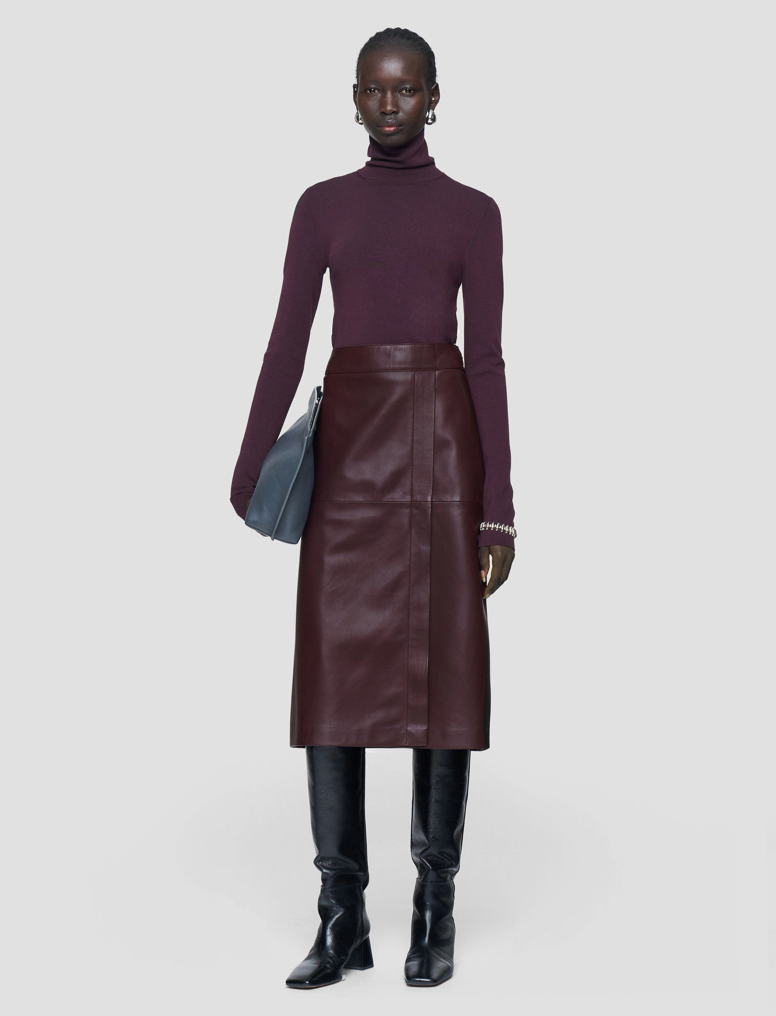 Svres Nappa Leather Skirt Split hem