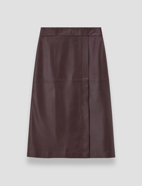 Svres Nappa Leather Skirt Contrast Panel