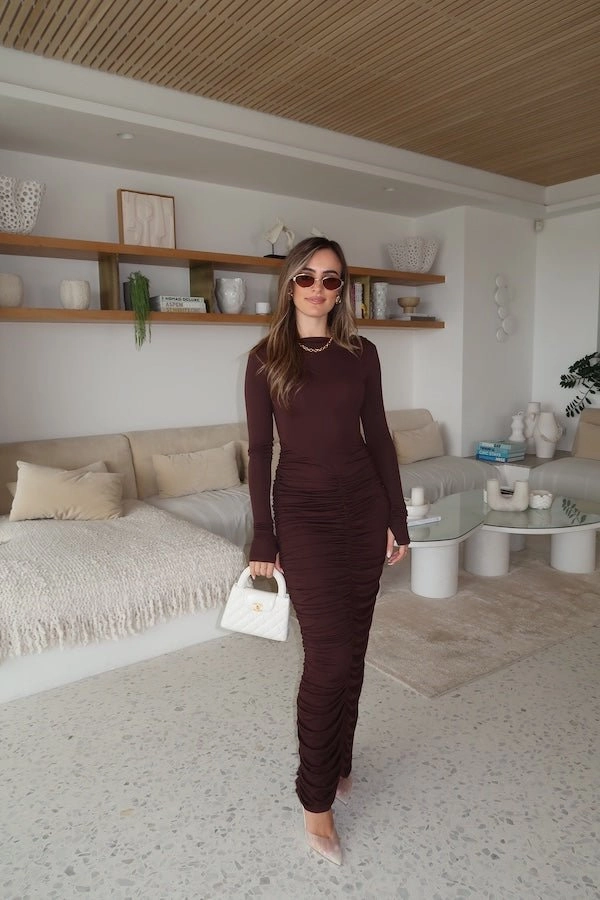 Fresh Look Caterina Midi Dress Chocolate