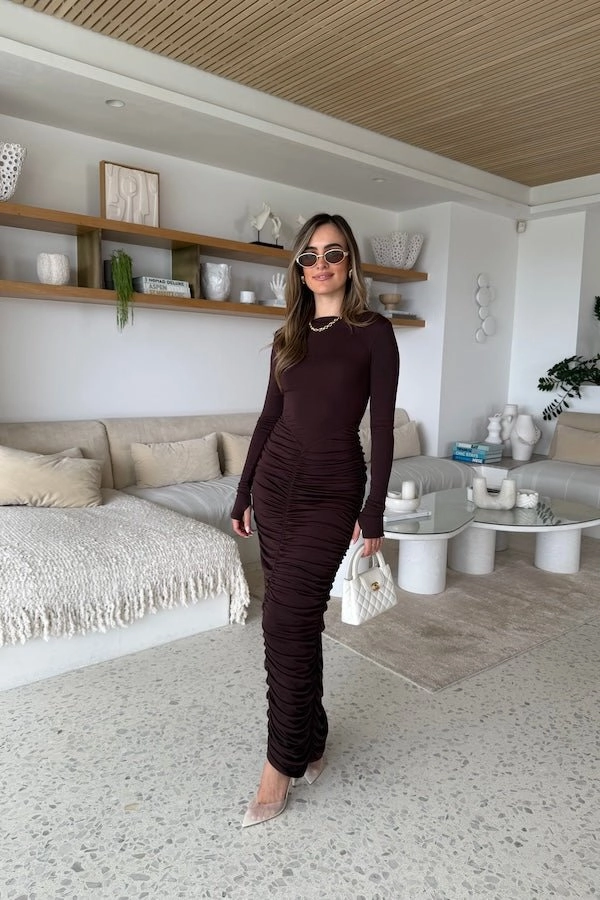 Caterina Midi Dress Chocolate Cloud Light