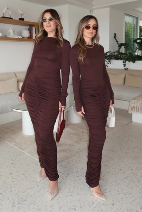 Caterina Midi Dress Chocolate Easy Drape