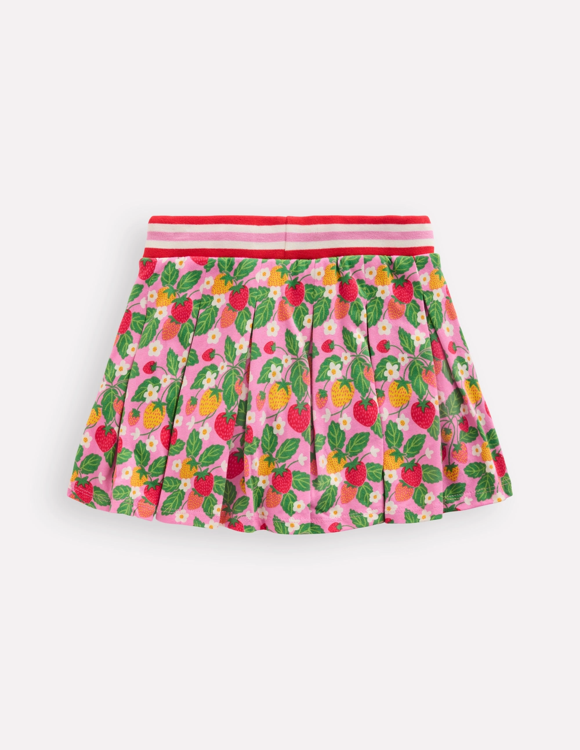 Pleated Jersey Skort-Cosmos Pink Strawberry Patch Day Wear Sustainable
