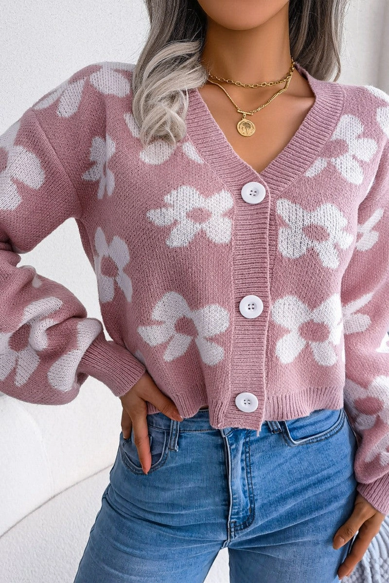 WOMEN FLOWER PRINTING COZY BUTTON UP CARDIGAN Quick Dry Feature FadeResistant Dye