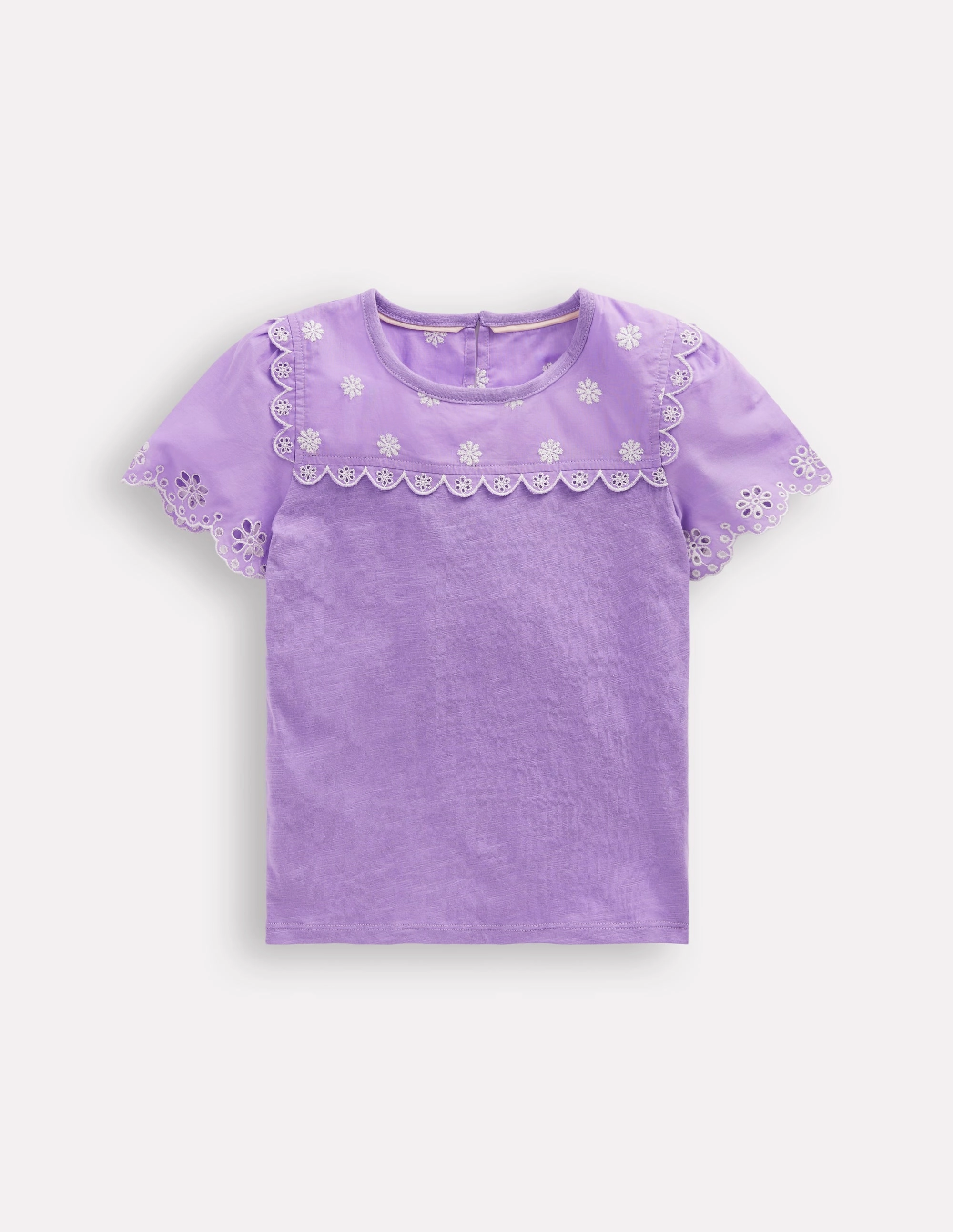 Broderie Sleeve Tee-Aster Purple BreathableMeshPanel AntiOdorTreatment