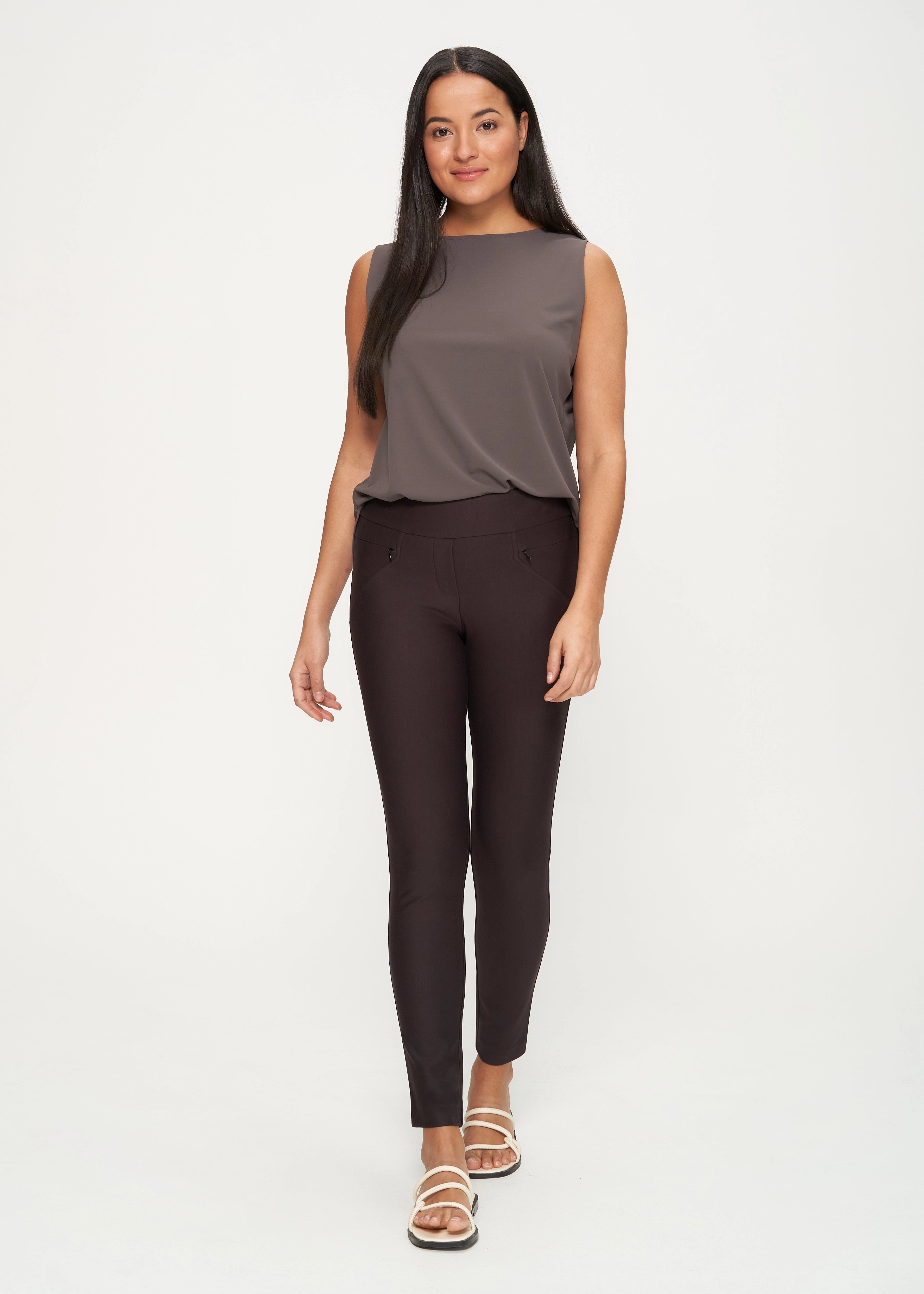 Alyssa Brown Ponte Skinny Pant Relaxed Design Zip-off legs