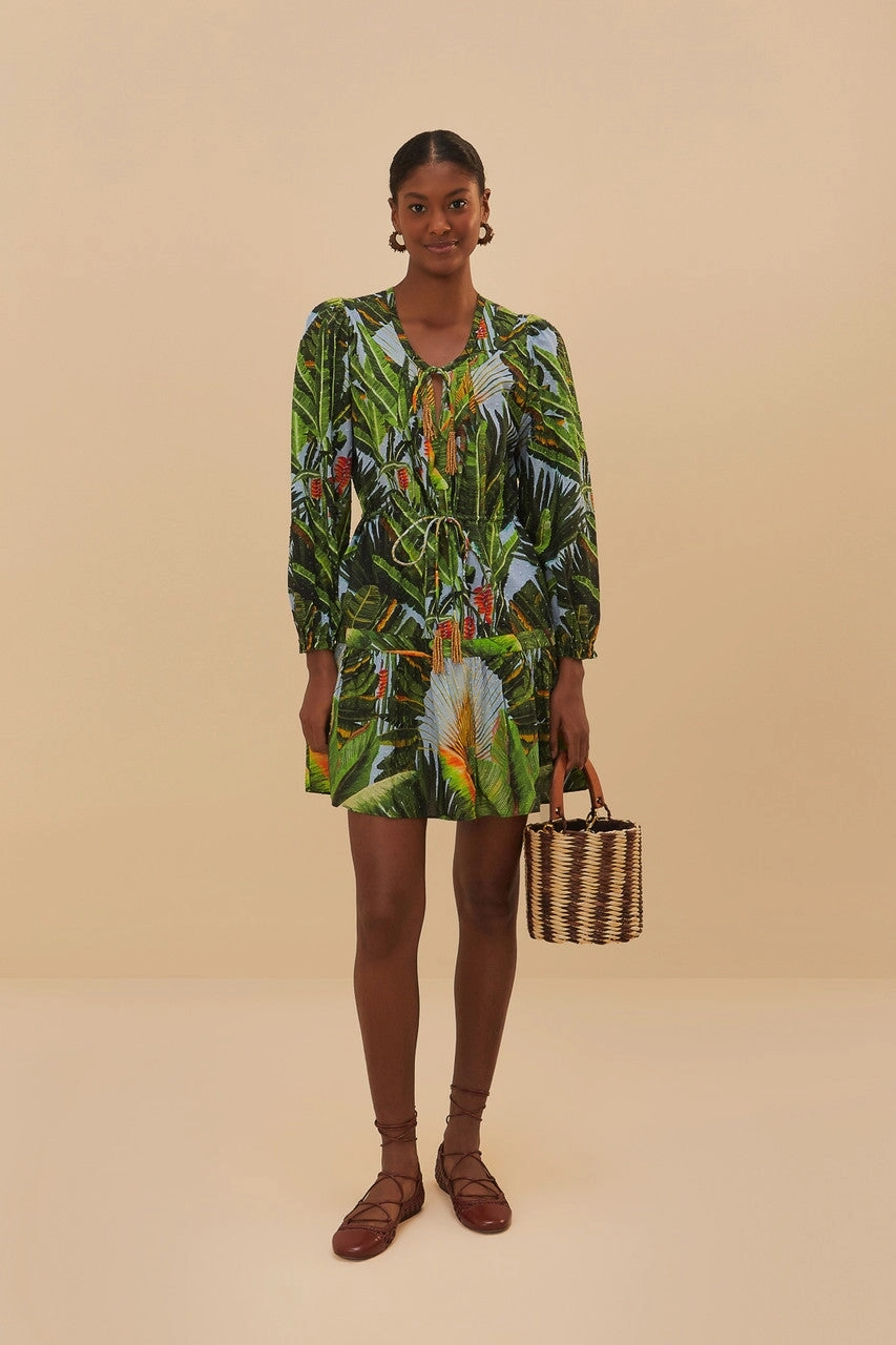 Evening Glow Amazonia Forest Blue Mini Dress