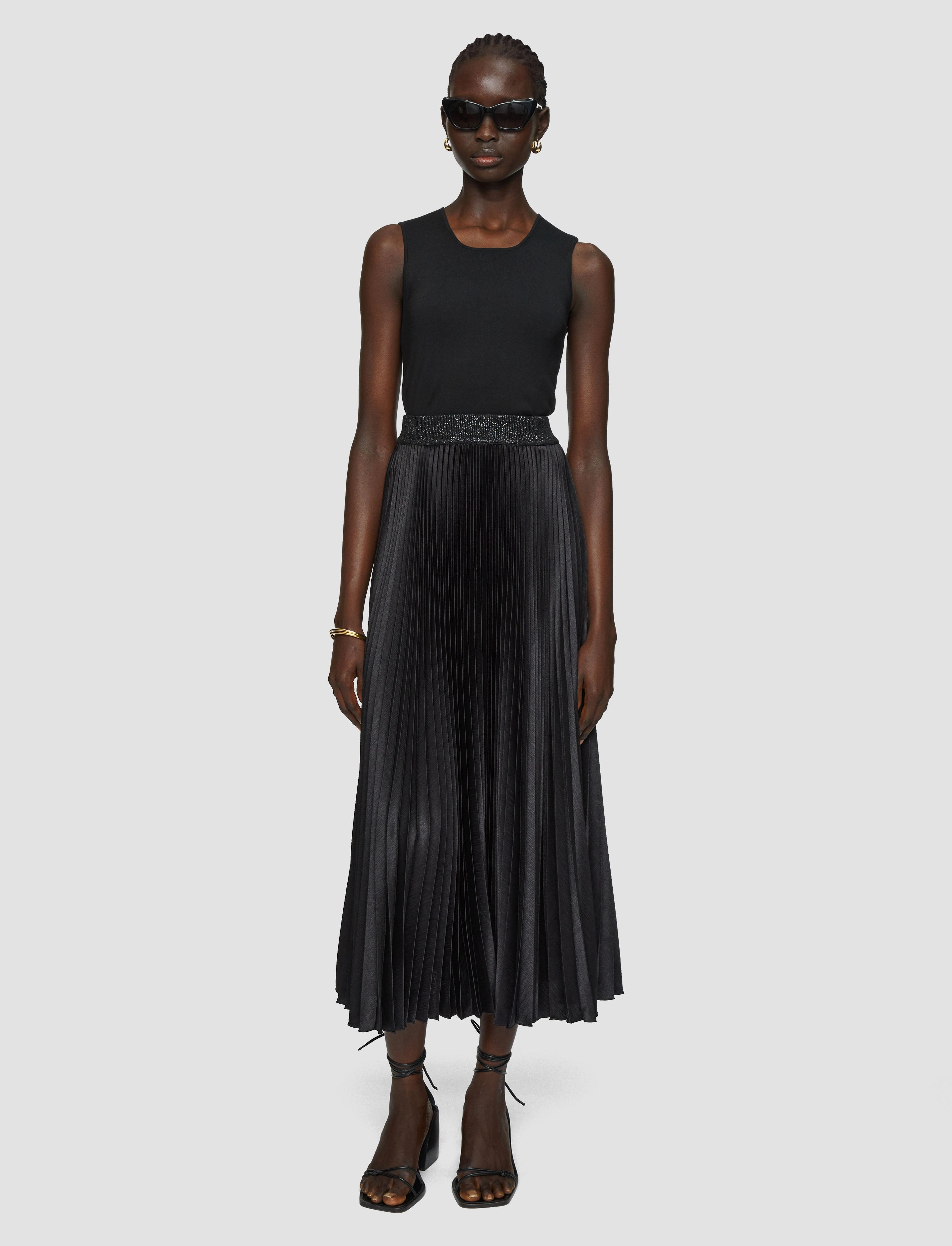 Amelie Pleated Lurex Skirt Outfit Diary Faux Leather
