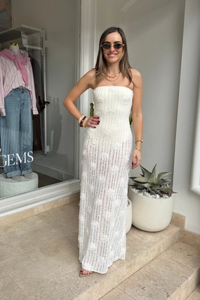 Tulle Flow Cozy Layering Amelie Strapless Dress Ivory