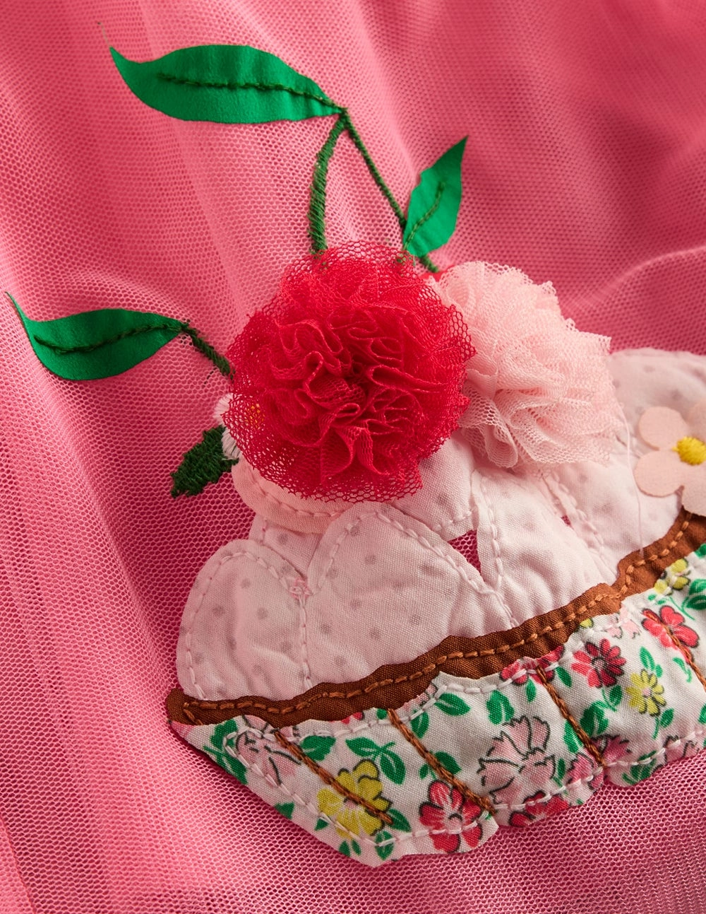 Ami Applique Tulle Dress-Salmon Pink Desserts Light Movement