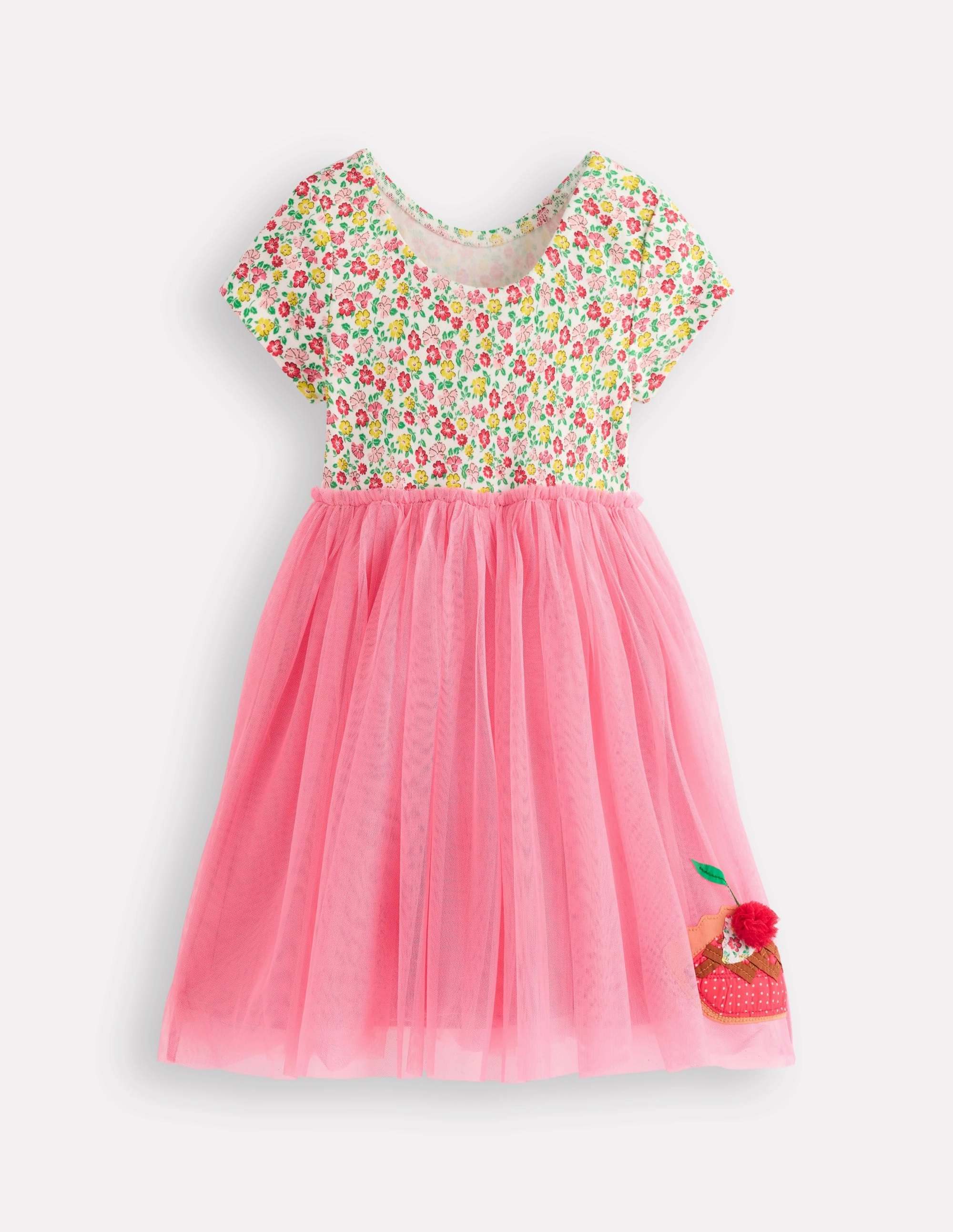 Soft Comfort Feminine empire waist dress Ami Applique Tulle Dress-Salmon Pink Desserts