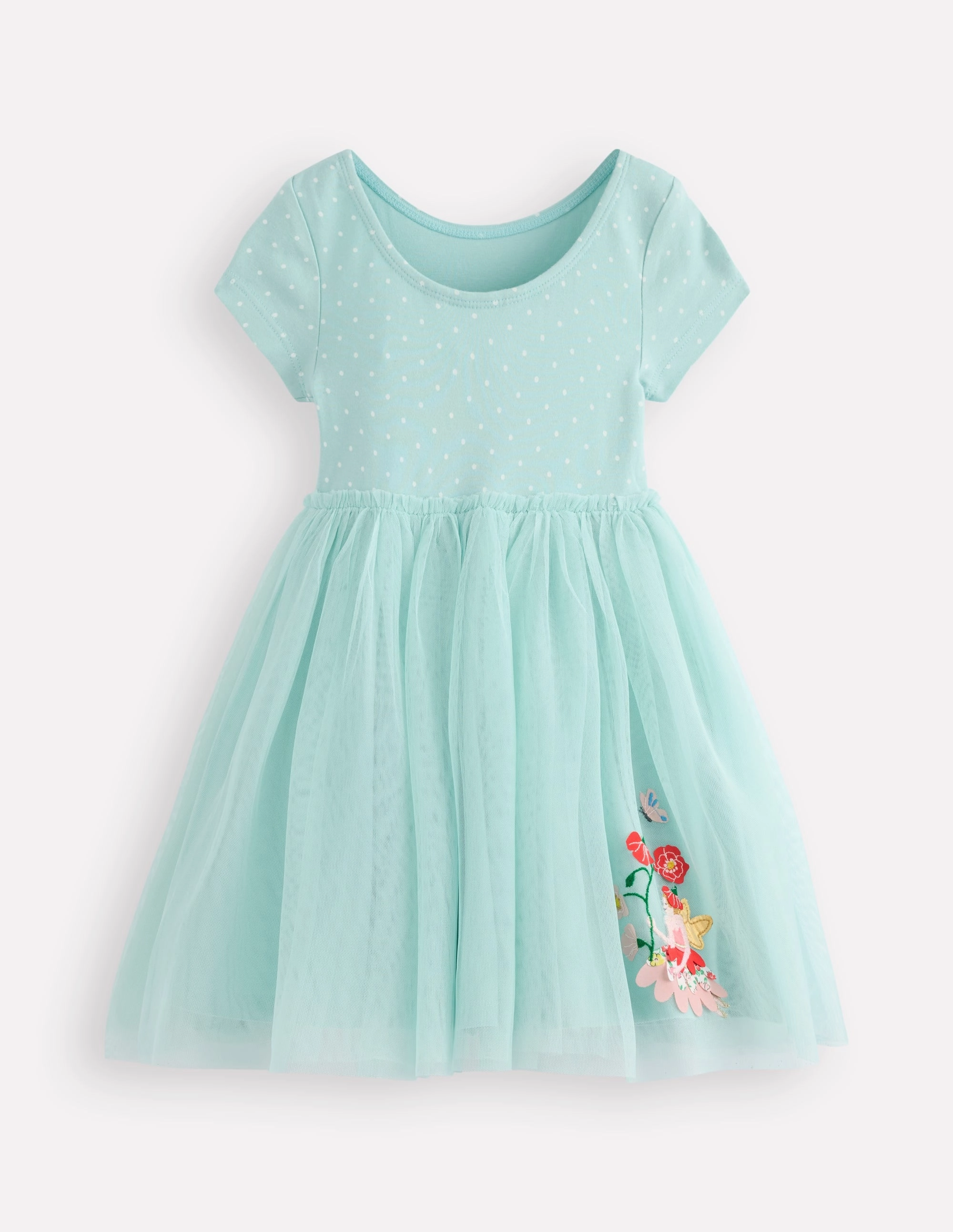 Tailored Elegance Dreamy Silhouette Ami Applique Tulle Dress-Spearmint Blue Flower Fairies