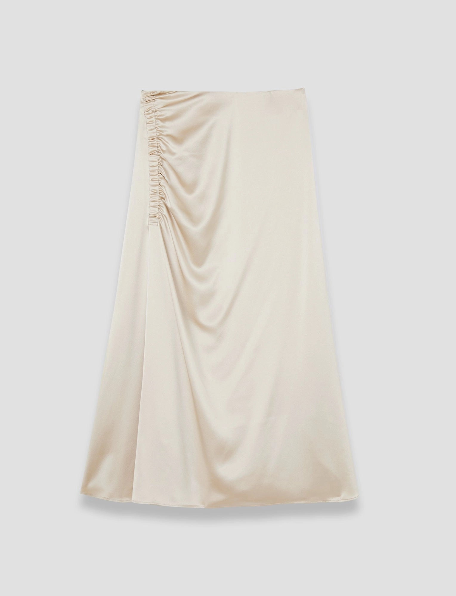 Wrinkle Resistant Andrea Ruched Silk Satin Skirt