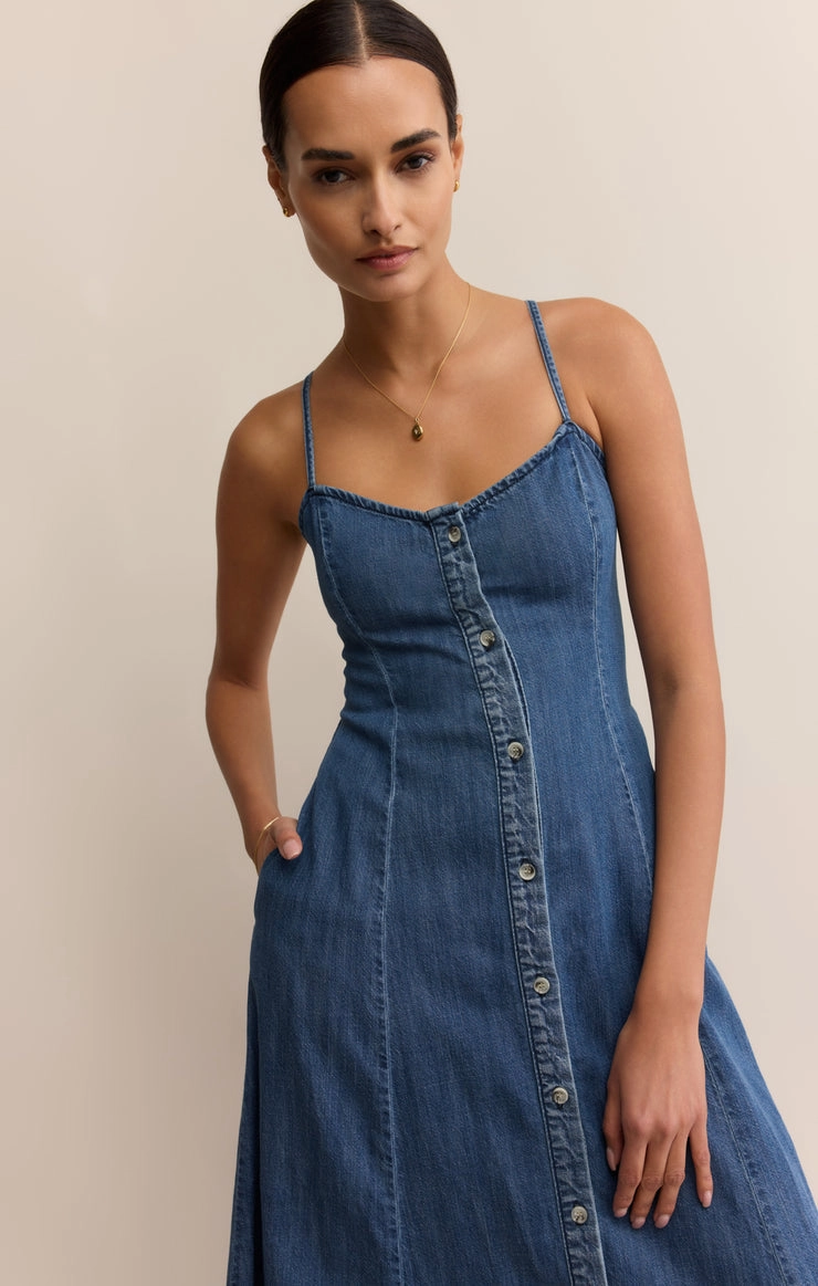 Artisanal-Detail ANGEL EYES DENIM MIDI DRESS