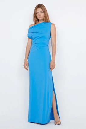 Angelina Asym Maxi Dress Mid Blue Seasonal Layering